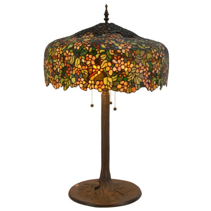 Fokken rol hoofdstad BIEYE Lighting Bieye L10552 Cherry Blossom Tiffany Style Table Lamp with  Tree Trunk Brass Base, 22"W x 30"H Tiffany style stained glass lamps,  window panels