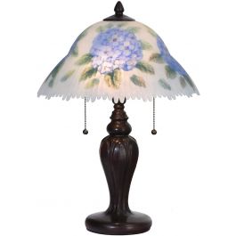 BIEYE Lighting Bieye L10780 Hydrangea Flower Hand-Painted Glass Table Lamp  with Metal Base, Blue, 14W x 19H Tiffany style stained glass lamps, window  panels