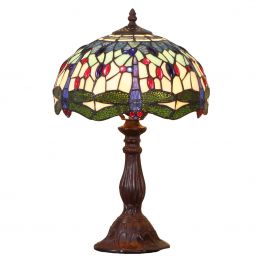 Bieye L10522 18-inches Dragonfly Tiffany Style Stained Glass Floor