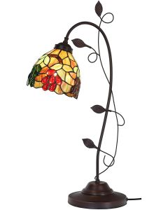  Bieye L10763 Grape Tiffany Style Stained Glass Table Lamp with Grapevine Decorated Base, 28 inches Tall 